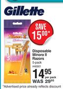 Gillette Disposable Minora II Razors-5 Per Pack 