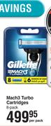 Gillette Mach3 Turbo Cartridges-8 Per Pack