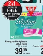 Stayfree Pantyliners Value Pack (Normal)-76 Per Pack