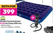 Camp Master Double Flocked Airbed Plus Air Pump 300mm-Both For
