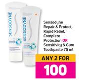 Sensodyne Repair & Protect, Rapid Relief Complete Protection Or Sensitivity & Gum Toothpaste-2x75ml