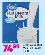 Great Value UHT Milk (Full Cream)-6 x 1Ltr