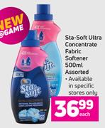 Sta-Soft Ultra Concentrate Fabric Softener Assorted-500ml Each