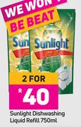 Sunlight Dishwashing Liquid Refill-For 2 x 750ml