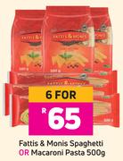 Fattis & Monis Spaghetti Or Macaroni Pasta-For 6 x 500g