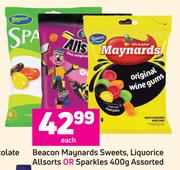 Beacon Maynards Sweets, Liquorice Allsorts or Sparkles 400g Assorted-Each