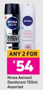 Nivea Aerosol Deodorant Assorted-For Any 2 x 150ml