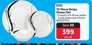 Evo 12-Piece Stripe Dinner Set 850007071-Per Set