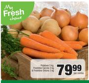 Potatoes 3kg, Freshline Carrots 3kg & Freshline Onions 3kg-Per Combo
