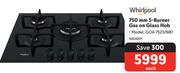 Whirlpool 750mm 5 Burner Gas On Glass Hob GOA 7523/NB1