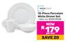 Mainstays 12 Piece Porcelain White Dinner Set-Per Set