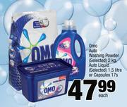 Omo Auto Washing Powder(Selected)-2Kg,Auto Liquid(Selected)-1.5Ltr Or Capsules-17s Each