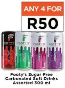 Footy's Sugar Free Carbonated Soft Drinks Assorted-For Any 4 x 300ml