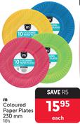 M Coloured Paper Plates 230mm-10's