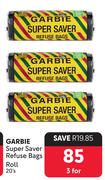 Garbie Super Saver Refuse Bags Roll-For 3 x 20's