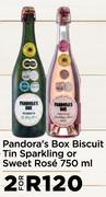 Pandora's Box Biscuit Tin Sparkling Or Sweet Rose-For 2 x 750ml