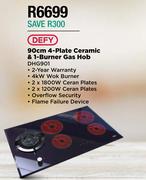 Defy 90cm 4 Plate Ceramic & 1 Burner Gas Hob DHG901