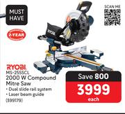 Ryobi 2000W Compound Mitre Saw MS-255SCL