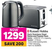Russell Hobbs Dark Stainless Steel Kettle & Toaster Pack