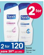 Sanex Shower Gel-2 x 750ml