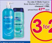 Clicks Hygiene Body Washes-500ml Or 1Ltr Each