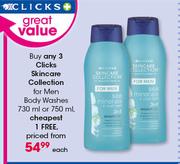 Clicks Skincare Collection For Men Body Washes-730ml Or 750ml Each