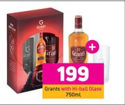 Grants 750ml With Hi Ball Glass
