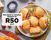 Mini Beef Or Chicken Burgers-6s Each