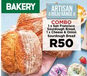1 x San Francisco Soudough Bread, 1 x Cheese & Onion Sourdough Bread-Combo