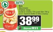 Nola Mayonnaise Original, Tangy, Sweet & Creamy 750g & Slim 780g-Each