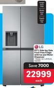 LG 617L Side By Side Frost Free Fridge With Ice & Water Dispenser GC-L257SLXL