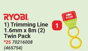 Ryobi Trimming Line 1.6mm x 8m (2) Twin Pack