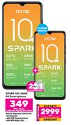 2 x Tecno Spark 10C 64GB 4G Smartphone-On 1.2GB Red Top Up Core More