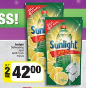 Sunlight Dishwashing Liquid Refill Pouch-For 2 x 750ml