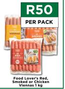 Food Lover's Red, Smoked Or Chicken Viennas-1Kg Per Pack