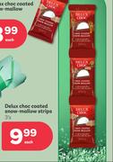 Delux Choc Coated Snow Mallow Strips-3's Pack Each