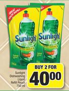 Sunlight Dishwashing Liquid Refill Pouch-For 2 x 750ml