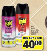 Raid Multi Insect Killer (Selected)-For Any 2 x 300ml