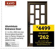 Kayo Aluminium Entrance Door 850010136-2.1m (h) X 900mm (w)