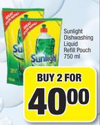 Sunlight Dishwashing Liquid Refill Pouch-For 2 x 750ml