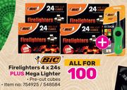 Bic Firelighters 4 x 24s Plus Mega Lighter-All For