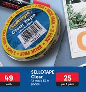 Sellotape Clear 12mm x 33m-Per 3 Pack