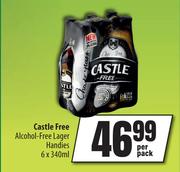 Castle Free Alcohol Free Lager Handies-6 x 340ml Per Pack
