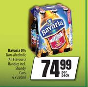 Bavaria 0% Non Alcoholic (All Flavours) Handies Incl.Shandy Cans-6 x 330ml Per pack