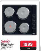 Defy 600mm Slimline Solid Plate Hob DHD 398