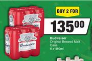 Budweiser Original Brewed Malt Cans-For 2 x 6 x 410ml