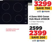 Univa 4 Zone 600 Ceran Hob Black U156CB