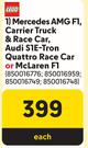Lego Mercedes AMG F1, Carrier Truck & Race Car, Audi S1E-Tron Quattro Race Car-Each