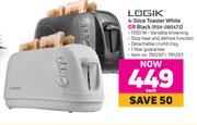 Logik 4 Slice Toaster White Or Black RSH-080473-Each