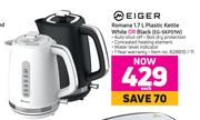 Meiger Romana 1.7L Plastic Kettle White Or Black EG-SKP01W-Each